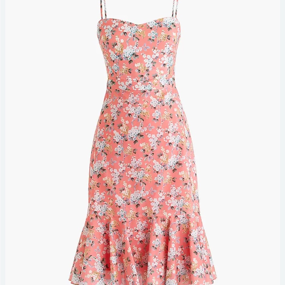 NWT J. Crew Liberty London Size 4 Midi Dress Floral Strappy Peach Pink flower